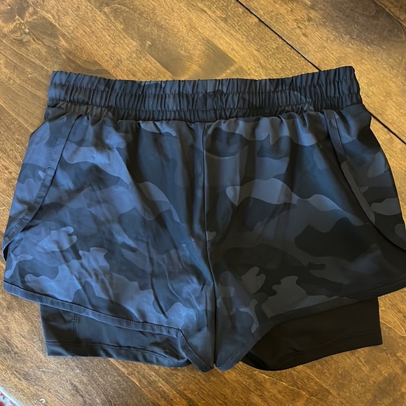 RBX Athletic Shorts. Black & Grey Camo Print - Picture 6 of 7